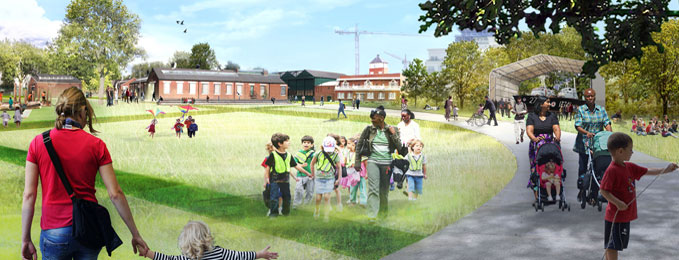 An artist's impression of London's transformed site. An artist's impression of London's transformed site.