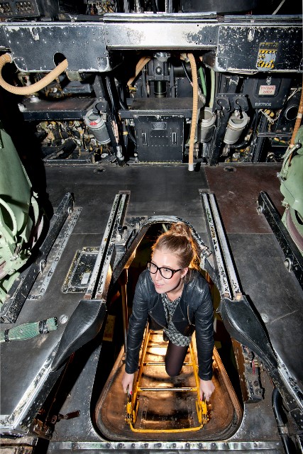 Girl entering Vulcan Aircraft Girl entering Vulcan Aircraft