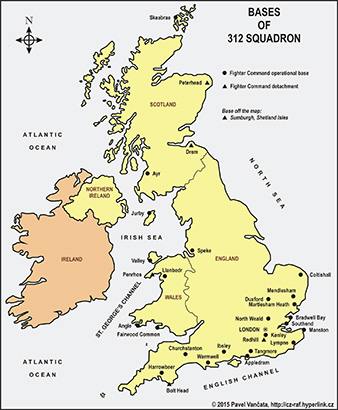 Map of bases of 312 Squadron Map of bases of 312 Squadron
