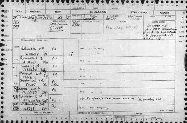 Bomber Command loss card for Halifax HX333 Bomber Command loss card for Halifax HX333