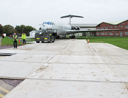 Trackway to prevent athe 50 ton aircraft sinking into the grass Trackway positioned on the grass