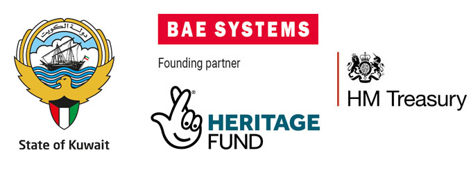 The State of Kuwait, Heritage Lottery, BAE Systems and HM Treasury logos