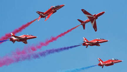 The Red Arrows Team in mid-display The Red Arrows Team in mid-display