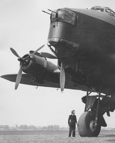 Joan Hughes and a Stirling Bomber Joan Hughes and a Stirling Bomber