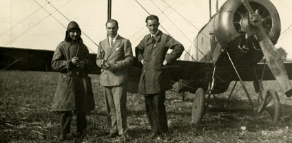 (From left to right) Alan Cobham, Jack Holmes and Fred Holmes standing in front of their Avro 504K biplane while in the Berkshire Aviation Company in 1919. (From left to right) Alan Cobham, Jack Holmes and Fred Holmes standing in front of their Avro 504K biplane while in the Berkshire Aviation Company in 1919.