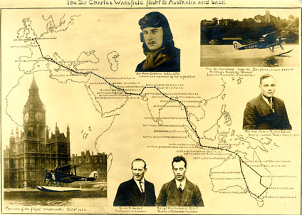 The route taken by Alan Cobham to Australia and back The route taken by Alan Cobham to Australia and back