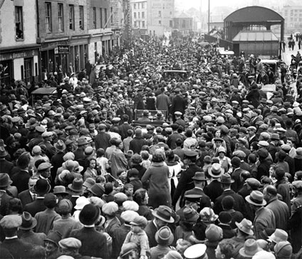 Crowds welcoming Sir Alan Cobham and his crew home at Plymouth, England after the successful completion of their Round Africa flight Crowds welcoming Sir Alan Cobham and his crew home at Plymouth, England after the successful completion of their Round Africa flight