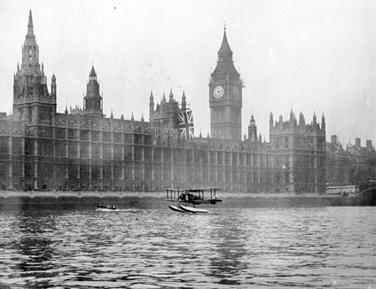 Alan Cobham landing on the River Thames at the end of his Australian adventure Alan Cobham landing on the River Thames at the end of his Australian adventure
