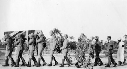 Royal Air Force mechanics acting as pall bearers at Arthur Elliott's funeral Royal Air Force mechanics acting as pall bearers at Arthur Elliott's funeral