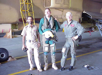 Darren Priday (centre), Manager of the RAF Museum’s Michael Beetham Conservation Centre, while serving in Oman in May 2000 when he supported the RAFO Jaguar Upgrade Project. Darren Priday (centre), Manager of the RAF Museum’s Michael Beetham Conservation Centre, while serving in Oman in May 2000 when he supported the RAFO Jaguar Upgrade Project.