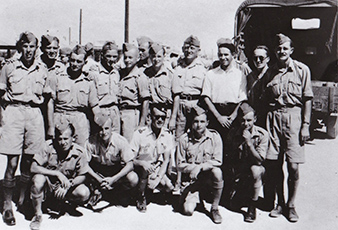 First transport of volunteers, future RAF members. Standing: first from the left Metodej ŠEBELA (pilot, 311 (Czechoslovak) Squadron, KIA, 18th November 1943), sixth from the left Jan CEKAL (pilot, 311 (Czechoslovak) Squadron), eight from the left Milan MALÝ (pilot, 312 (Czechoslovak) Squadron), tenth from the left Karel ŠTEFÁNEK (mechanic, later a pilot, 313 (Czechoslovak) Squadron), eleventh from the left Stanislav TOCAUER (pilot, 312 (Czechoslovak) Squadron), sitting: fourth from the left František HAMBÁLEK (mechanic, 311 (Czechoslovak) Squadron)