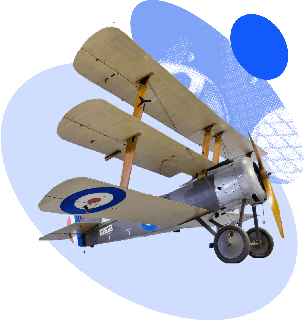 Illustration of a vintage aircraft, representing the RAF Museum’s heritage